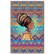 Cakapuzzle Afrikalı Kadın ve Renkli Tribal Desenler Ahşap 1000 Parça Puzzle