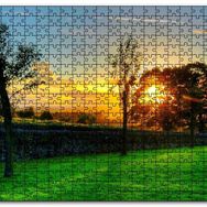 Cakapuzzle Ağaçlar Arasından Günbatımı Mdf 500 Parça Puzzle