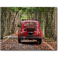 Cakapuzzle Ağaçlı Yol Yapraklar ve Kırmızı Fiat Bis Mdf 120 Parça Puzzle