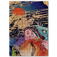 Cakapuzzle Ahtapot Balıklar ve Günbatımı İllüstrasyon Mdf 120 Parça Puzzle