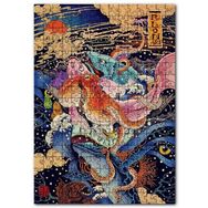 Cakapuzzle Ahtapot ve Deniz Canlıları İllüstrasyon Mdf 120 Parça Puzzle