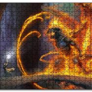 Cakapuzzle Alevler İçinde Şeytan ve Karşı Koyan Savaşçı Mdf 255 Parça Puzzle