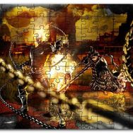 Cakapuzzle Alevler İçindeki Hayalet Sürücü ve Zinciri Mdf 120 Parça Puzzle