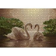 Cakapuzzle Altın Rengi Sularda Beyaz Kuğu Çifti Mdf 1000 Parça Puzzle