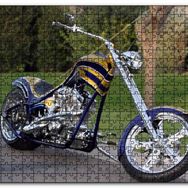 Cakapuzzle Altın ve Lacivert Chopper Motorsiklet Mdf 120 Parça Puzzle