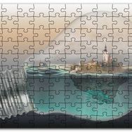 Cakapuzzle Ampul İçinde Okyanus ve Ada İllüstrasyonu Mdf 1000 Parça Puzzle