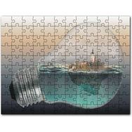 Cakapuzzle Ampul İçinde Okyanus ve Ada İllüstrasyonu Mdf 255 Parça Puzzle