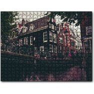 Cakapuzzle Amsterdam Kanal Üzerinde Köprü ve Bisikletler Mdf 120 Parça Puzzle