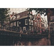 Cakapuzzle Amsterdam Kanal Üzerinde Köprü ve Bisikletler Mdf 255 Parça Puzzle