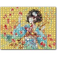 Cakapuzzle Anime Kimonolu Kız ve Japon Balıkları Mdf 500 Parça Puzzle