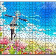 Cakapuzzle Anime Kız Bulutlu Gökler Laleler Ahşap 255 Parça Puzzle