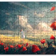 Cakapuzzle Anime Kız Uçurtmalar Rüzgar Çiçekler Görseli Mdf 120 Parça Puzzle