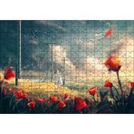 Cakapuzzle Anime Kız Uçurtmalar Rüzgar Çiçekler Görseli Mdf 255 Parça Puzzle