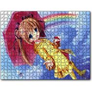 Cakapuzzle Anime Şemsiyeli Küçük Kız ve Gökkuşağı 255 Parça Puzzle