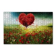 Cakapuzzle Aşk Kalp Ağaç Çiçekler İlkbahar 120 Parça Ahşap Puzzle