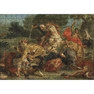 Cakapuzzle Aslan Avı Eugène Delacroix Sanat Görseli 120 Parça Ahşap Puzzle
