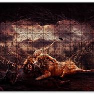 Cakapuzzle Aslanların Mağarada Dövüşü Mdf 500 Parça Puzzle