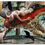 Cakapuzzle At Şeklindeki Tahtta Çıplak Genç Kadın Mdf 255 Parça Puzzle