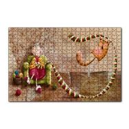 Cakapuzzle Atkı Ören Yaşlı Kadın ve Oynayan Kedisi 120 Parça Ahşap Puzzle