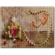 Cakapuzzle Atkı Ören Yaşlı Kadın ve Oynayan Kedisi Mdf 255 Parça Puzzle