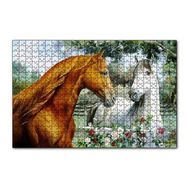 Cakapuzzle Atlar Ve Güller Yağlı Boya Resmi 120 Parça Ahşap Puzzle