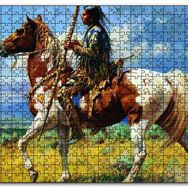 Cakapuzzle Atlı Avcı Kızılderili Ahşap 500 Parça Puzzle