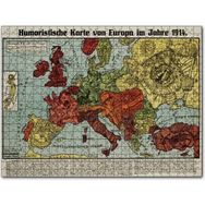Cakapuzzle Avrupa Haritası Çizimi 1914 Mizahi Mdf 120 Parça Puzzle