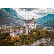 Cakapuzzle Avrupa Kasabasında Korunaklı Kale ve Dağlar Mdf 255 Parça Puzzle