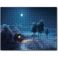 Cakapuzzle Ay Gecesi Yalnız Ev Ağaçlar Görseli Mdf 255 Parça Puzzle
