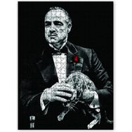 Cakapuzzle Baba Marlon Brando ve Kedisi Siyah Arkaplan 120 Parça Puzzle