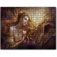 Cakapuzzle Bakır Saçlı Kadın Balıklar ve Kırmızı Gül Mdf 1000 Parça Puzzle