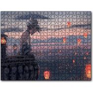 Cakapuzzle Balkonda Anime Karakteri Kız ve Dilek Ateşleri Mdf 255 Parça Puzzle