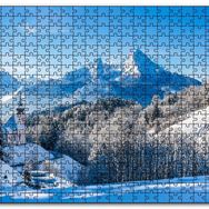 Cakapuzzle Bavyera Alpleri Karlar ve Kilise Ahşap 500 Parça Puzzle