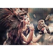 Cakapuzzle Baykuş ve Kuş Kostümlü Kadın 120 Parça Ahşap Puzzle