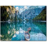 Cakapuzzle Berrak Dağ Gölü Karlı Dağlar ve İki Kayık Mdf 120 Parça Puzzle