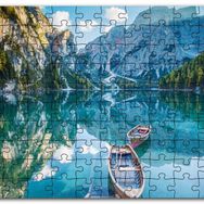 Cakapuzzle Berrak Dağ Gölü Karlı Dağlar ve İki Kayık Mdf 500 Parça Puzzle