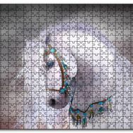 Cakapuzzle Beyaz At Yelesi ve Süslü Koşumları Mdf 120 Parça Puzzle