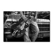 Cakapuzzle Beyaz Cadillac ve Elektrogitarlı Genç 120 Parça Ahşap Puzzle