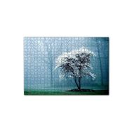 Cakapuzzle Beyaz Çiçekli Ağaç ve Arkada Sisli Orman Mdf 1000 Parça Puzzle