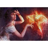 Cakapuzzle Beyaz Elbiseli Kız ve Zümrüdüanka Kuşu Mdf 1000 Parça Puzzle