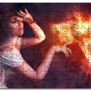 Cakapuzzle Beyaz Elbiseli Kız ve Zümrüdüanka Kuşu Mdf 120 Parça Puzzle