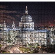Cakapuzzle Beyaz Kubbeli Bina ve Gece Işıkları Mdf 1000 Parça Puzzle