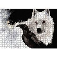 Cakapuzzle Beyaz Kurt Karga 120 Parça Ahşap Puzzle