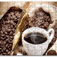 Cakapuzzle Beyaz Seramik Kupa ve Kahve Çekirdekler Görseli Mdf 1000 Parça Puzzle