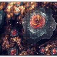 Cakapuzzle Beyaz ve Turuncu Petaled Çiçekler Görseli Mdf 120 Parça Puzzle
