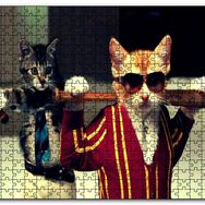Cakapuzzle Beyzbolcu Kediler Mdf 1000 Parça Puzzle