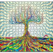 Cakapuzzle Bir Ağaç Oluşturan Renkli Teller Görseli Mdf 1000 Parça Puzzle