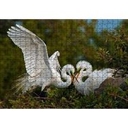 Cakapuzzle Birbirine Kur Yapan Ak Balıkçıl Kuşları 120 Parça Ahşap Puzzle