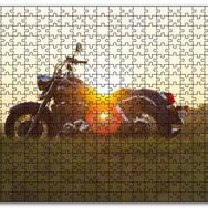 Cakapuzzle Black Cruiser Motorsiklet ve Günbatımı Mdf 1000 Parça Puzzle