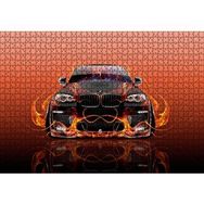 Cakapuzzle BMW X6 ve Kırmızı Alevler 120 Parça Ahşap Puzzle